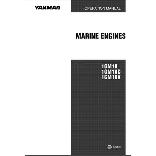 Yanmar 1GM10 Operation Manual Booklet